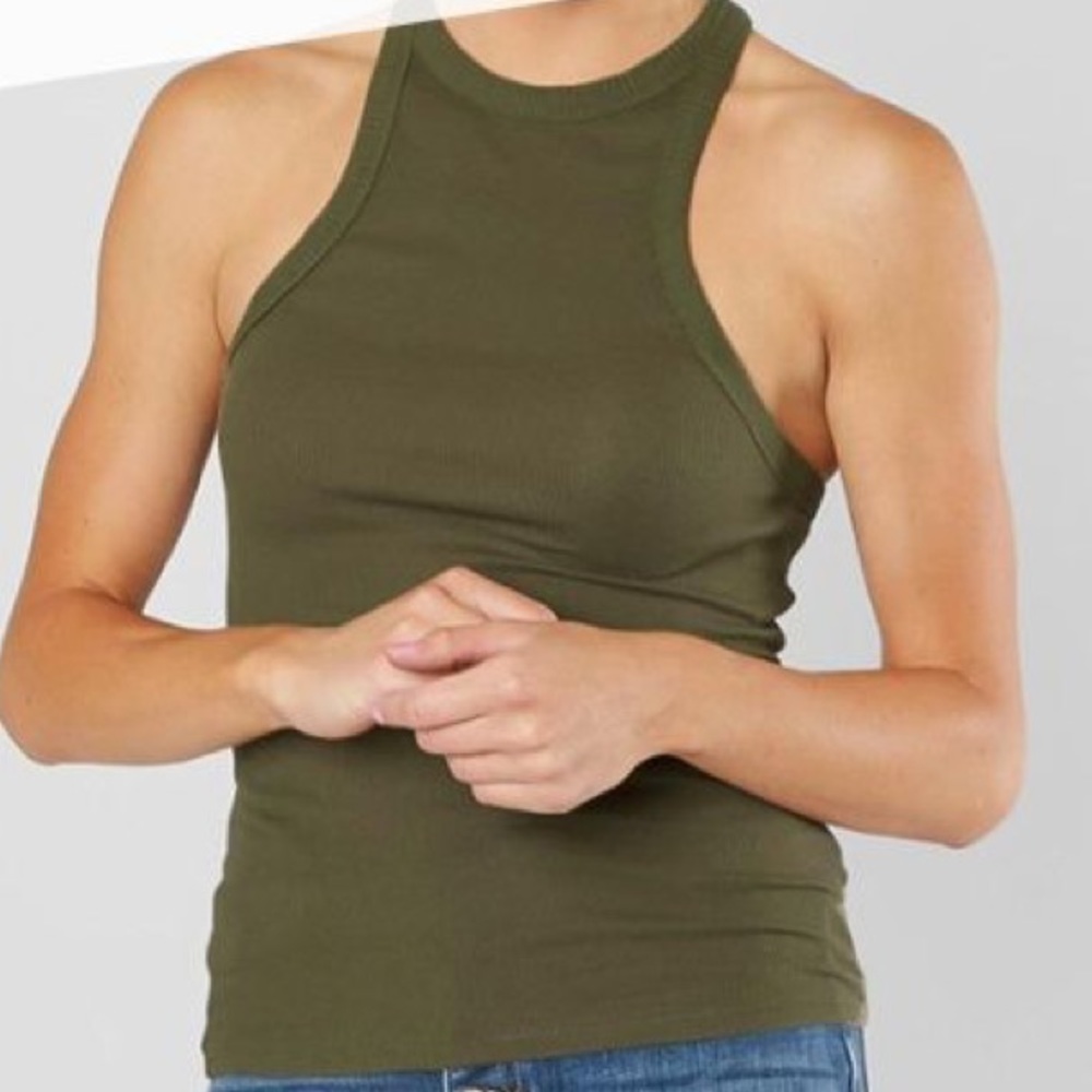 Free People Racer Back Tank Top army green